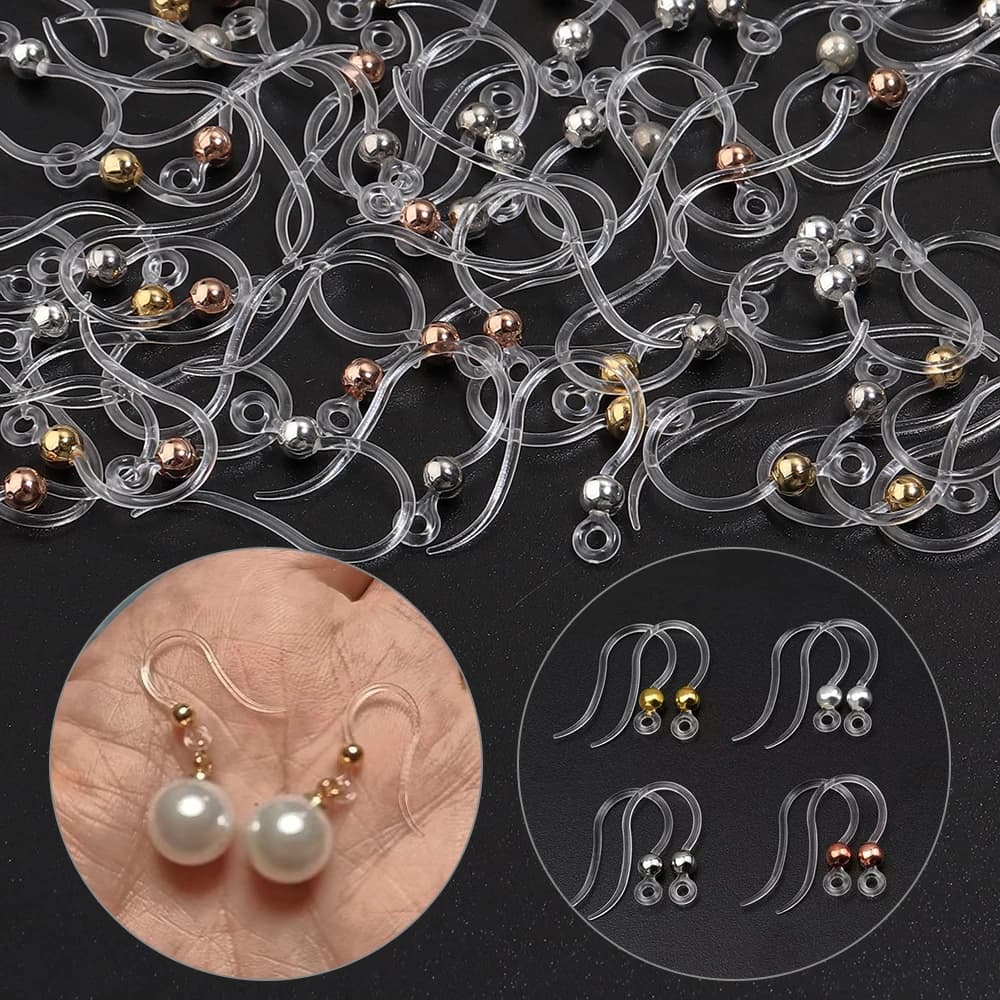 20 Pezzi Ganci per Orecchini in Resina Trasparente 14x18mm per Creazione Gioielli con Perline, Base per Ganci Orecchini, Accessori Fai da Te, Vendita all'Ingrosso
