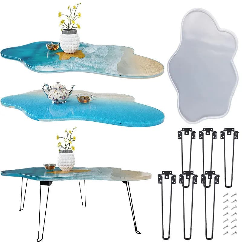 Large mold in epoxy resin Reusable mold for silicone table tray for do-it-yourself river table