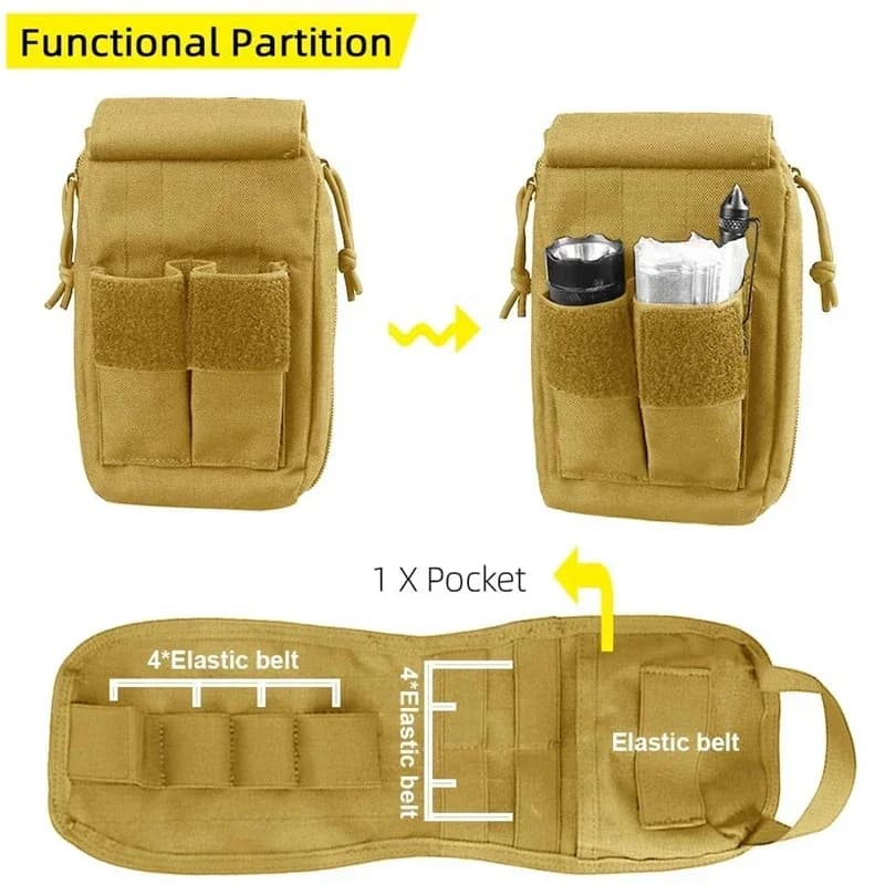 Tactical Molle First Aid Kit Survival Bag Emergency Pouch Outdoor Travel Waist Pack Camping Hunting Bag Equipment