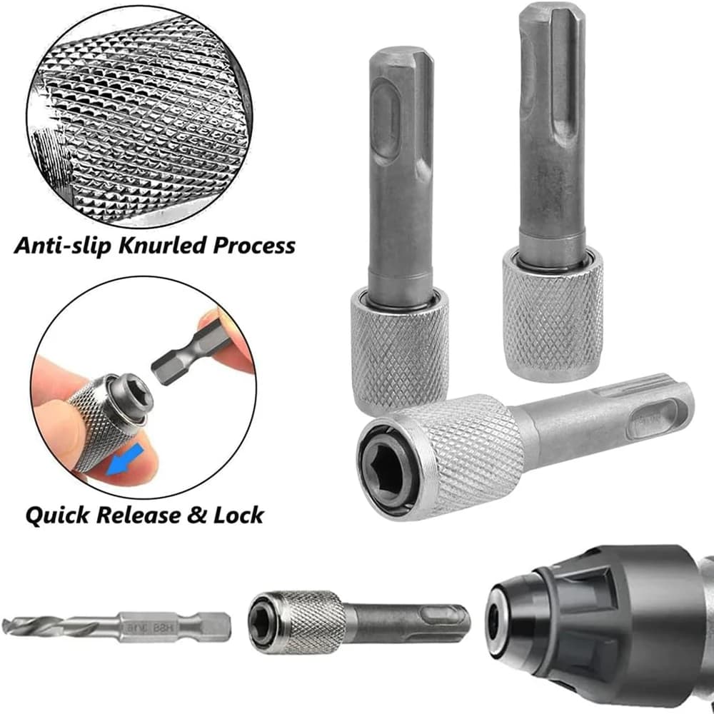 Converter adapter with hexagonal coding from SDS to 1/4" - Extension set for electric screwdriver for percussion drill