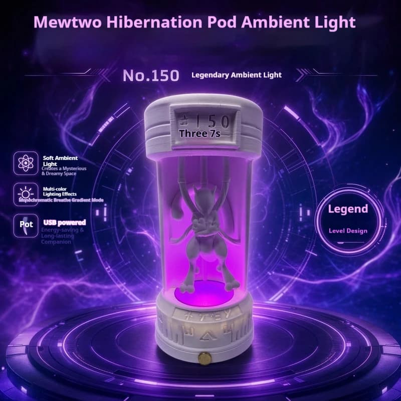 Hot Pokemon Mewtwo Figure Incubation Capsule Led Night Light Multi Color Optional Collectible Trendy Toy Desktop Decoration Toy