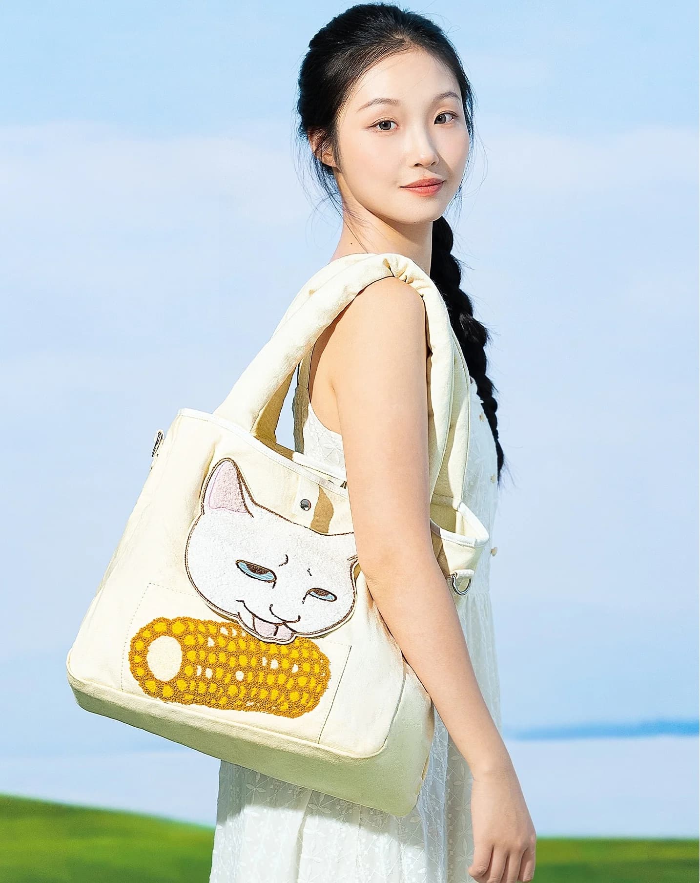 Borsa tote pieghevole in tela per animali domestici Borsa porta animali laterale morbida con tracolla imbottita per gatti Borsa a tracolla in tela per animali domestici