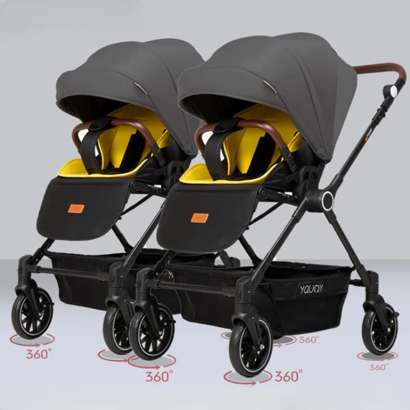 Passeggino bidirezionale per gemelli passeggino pieghevole leggero regolabile e reclinabile passeggino neonato con vista alta Deluxe baby car