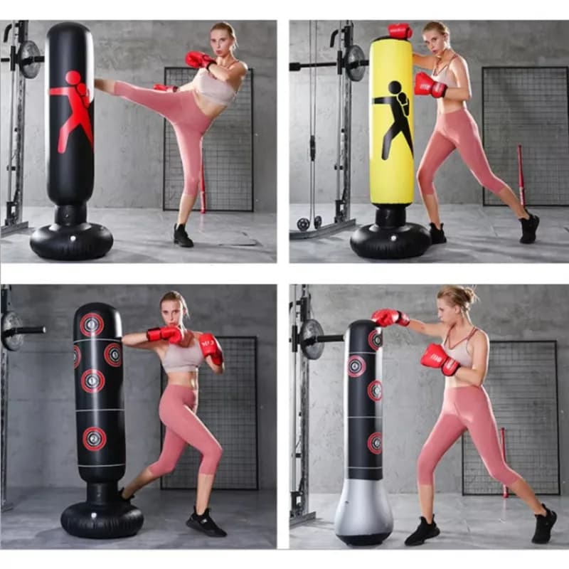 Home Fitness Portable Inflatable Boxing Bag, PVC Boxing Equipment with Water or Sand Filling Options