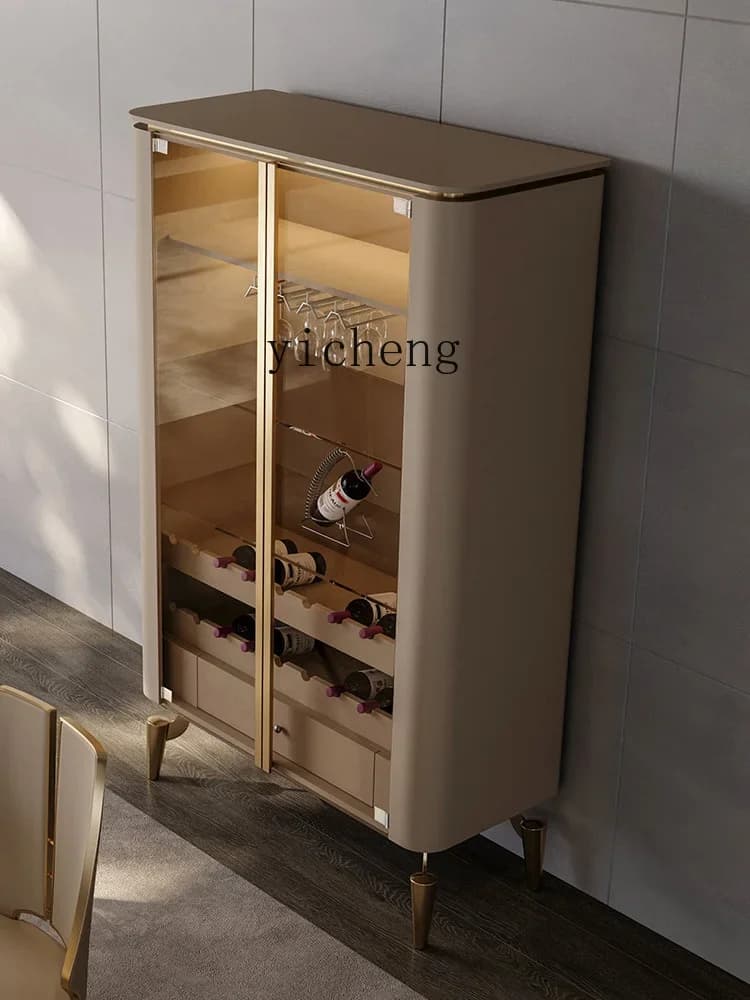 X5-1 Vetrina per Vini di Lusso, Design Italiano Semplice ed Elegante, Mobile da Soggiorno in Acciaio Inox e Vetro con Doppia Porta d'Ingresso