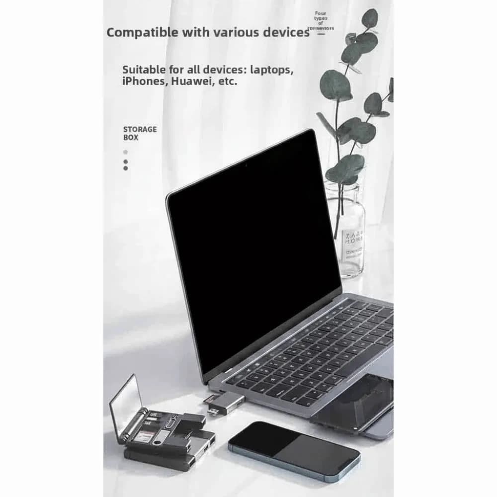 Multifunctional OTG Card Reader 7-in-1 Universal Memory Card Reader Quickly Transmit Type-C Interface Card Reader Storage Box