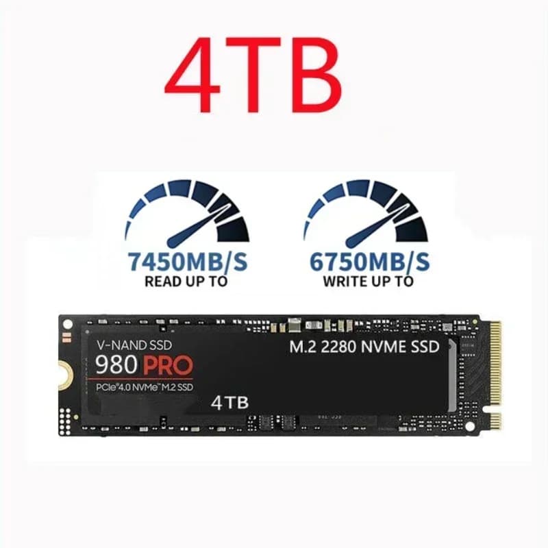 980 Pro Internal M.2 2280 NVMe SSD PCIe Gen4.0 X4 TLC 3D NAND, High‑Speed Gaming Solid State Drive for PS5 PC Laptop, 1TB 2TB 4T