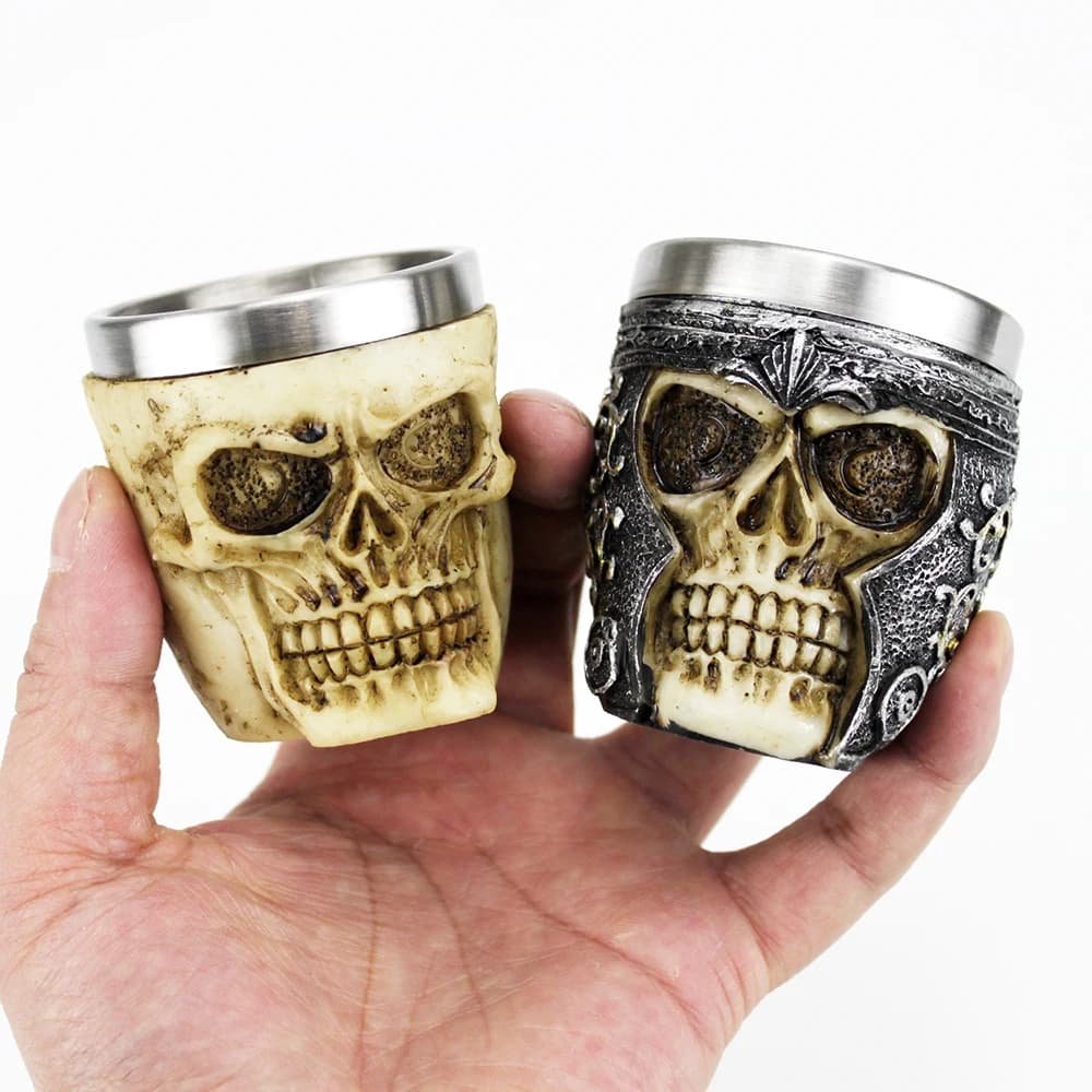 Tazze con teschio 3D, contengono teschio, pirata vichingo, gotico, spirito bianco, whisky, birra, tazze per succhi, miglior compleanno, vetro di Halloween