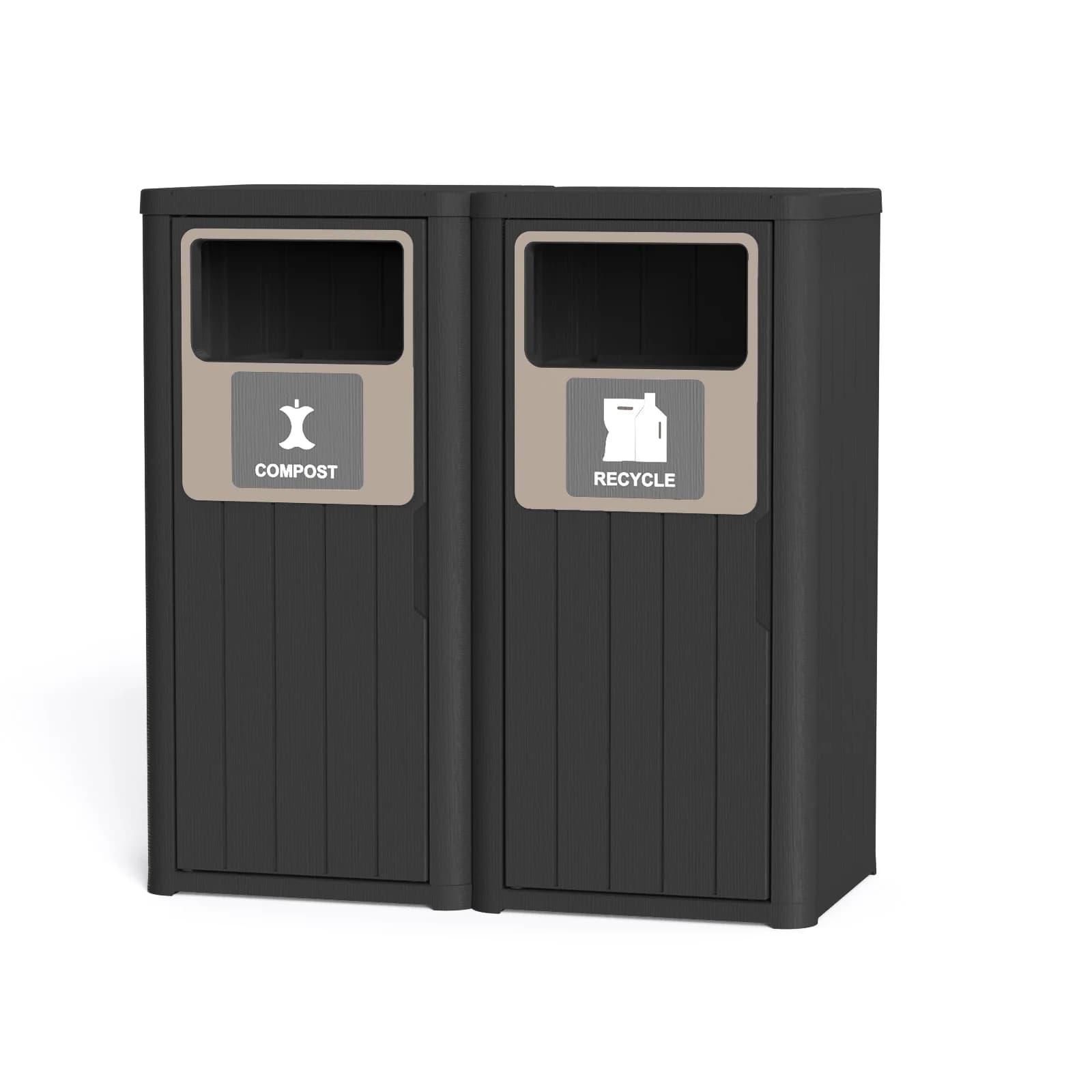Contenitore per Compostaggio in Resina da 42 Galloni, Bidone Impermeabile per Rifiuti a Doppio Scomparto per Patio e Giardino