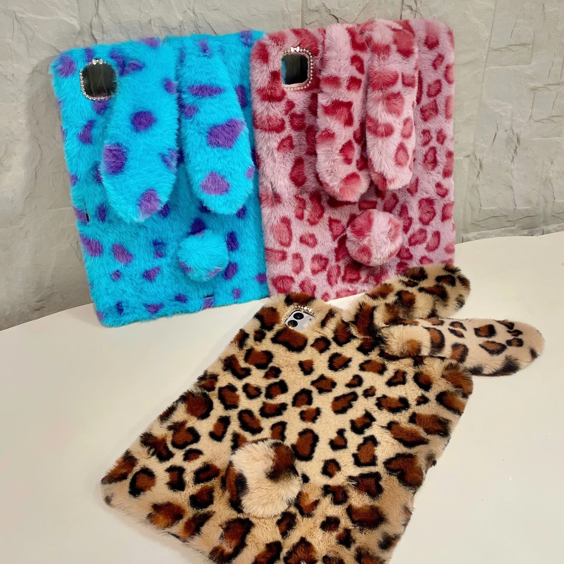 Cute Leopard Fluffy Bunny Tablet Case For Huawei MatePad Pro SE Huawei M6/C5/C5e 2019 2021 2022 10.4/10.8 with Pen Holder Cover
