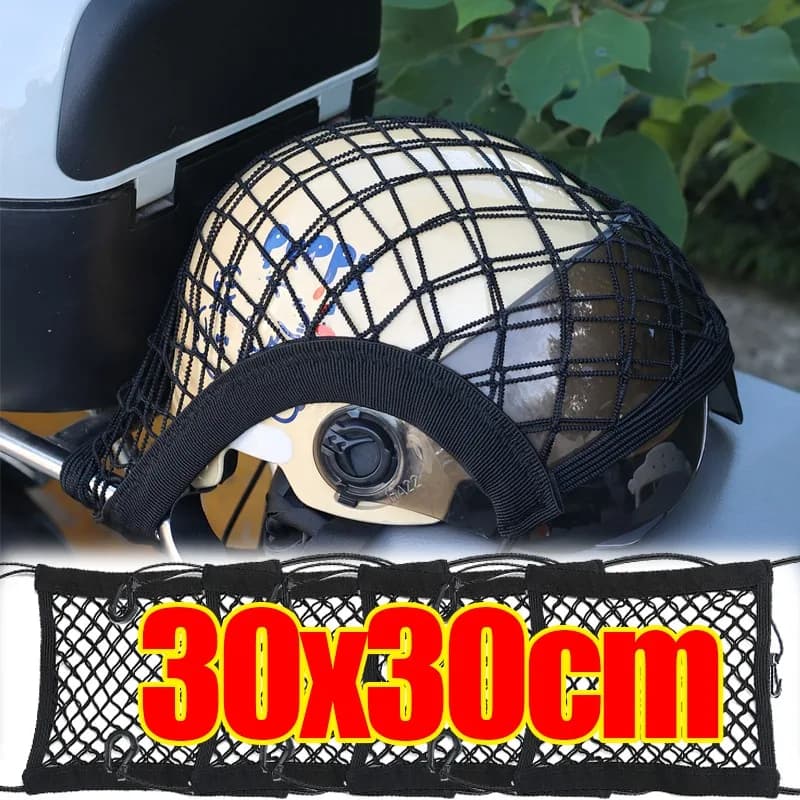 Universal Motorcycle Bicycle Carrier Mesh Double Layer Elastic Cargo Mesh for MTB Bicycle Carrier ATV Motorcycle Storage Bag with 4 Hooks