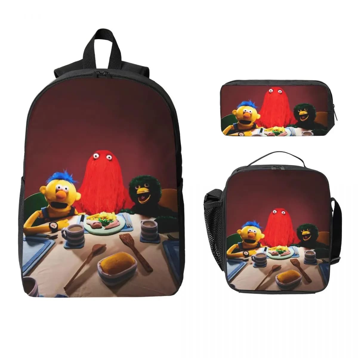 3Pcs Don't Hug Me I'm Scared School bags Set for Girls Boys Pencil Boxes Backpack Sets with Lunch Box For Students Daypack