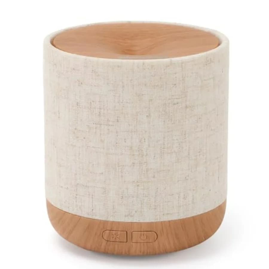 Diffusore di Oli Essenziali 200ml con Copertura in Tessuto e Lampada Notturna, Diffusore di Aromi Ultrasonico e Umidificatore per Arredamento Camera