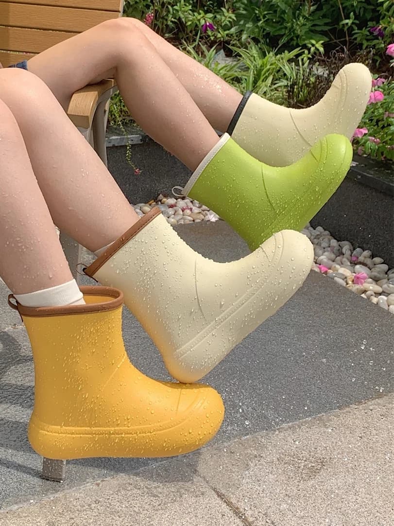 Waterproof Anti-Slip Fashionable Color Block Mother-Child Rain Boots Short Tube EVA Material All Seasons Universal Women's Ra...