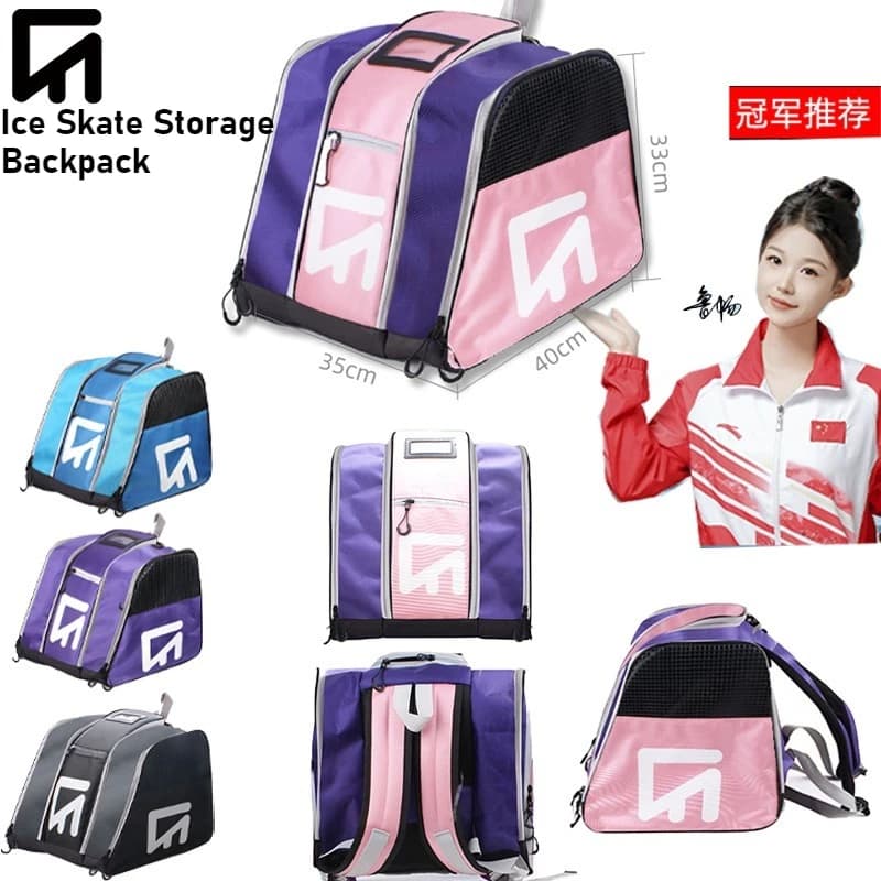 LUOOU Donna Uomo Borsa portaoggetti per pattini da ghiaccio a doppia spalla Borsa da skate regolabile multifunzionale unisex di grande capacità per esterni