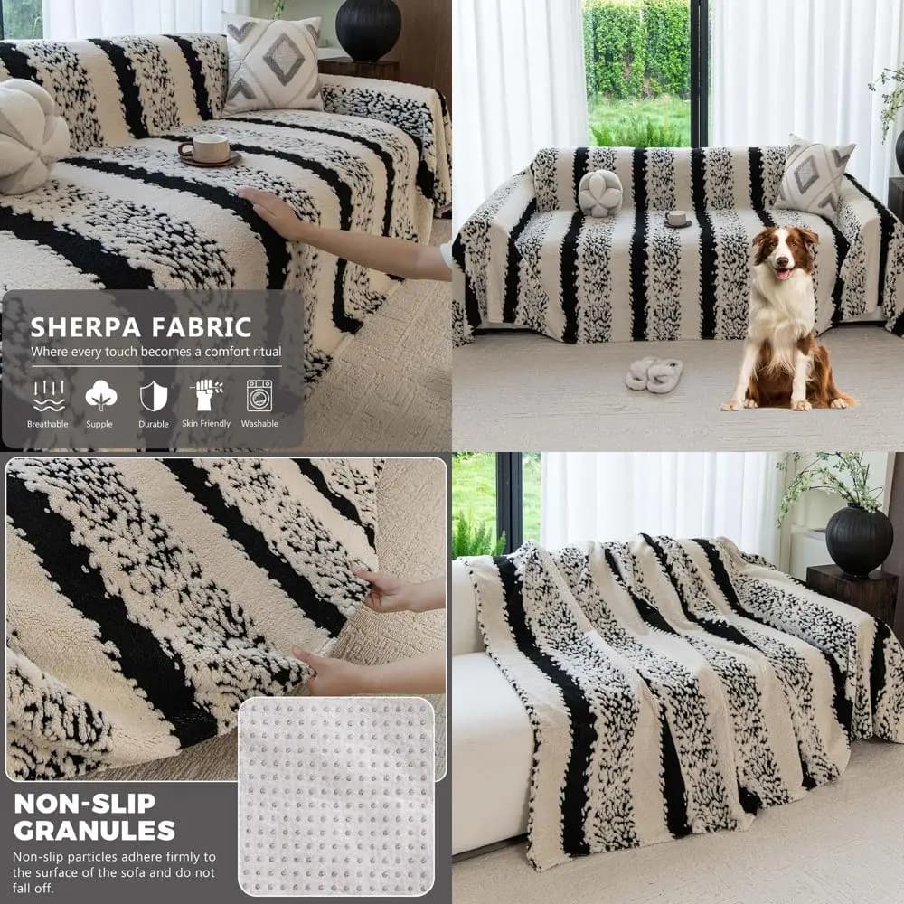 Copridivano Oversize per Divano a 3-4 Cuscini, Nero, 71 x 150 - Copertura per Mobili Resistente ai Graffi, Adatta per Animali Domestici - Facile da Applicare