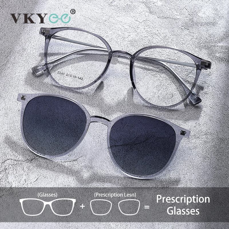 VICKY Occhiali magnetici con clip Occhiali da guida polarizzati con cornice rotonda Occhiali da vista personalizzabili per miopia ottica TJ2240