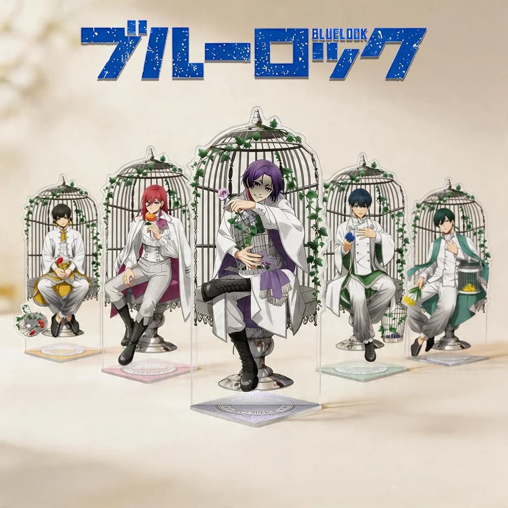 Blue Lock Mikage Reo Espositore in Acrilico a Forma di Gabbia per Uccelli, Ornamento da Scrivania, Regalo da Collezione, Portachiavi Anime