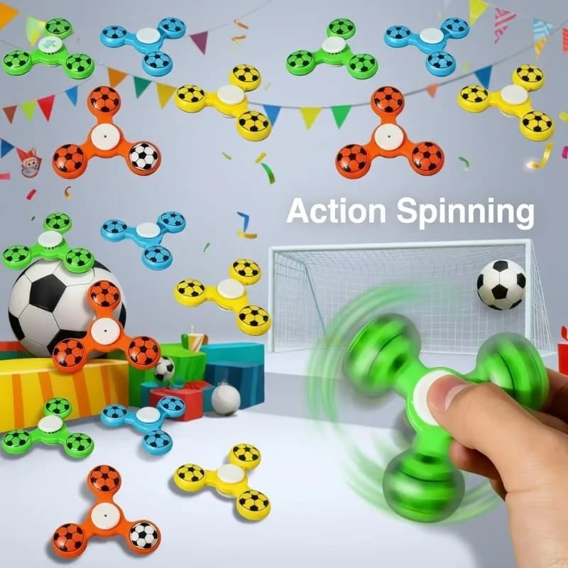 Set di Spinner a Tre Foglie a Forma di Pallone da Calcio per Feste di Compleanno, Giochi di Carnevale, Scuola, Asilo e Premi