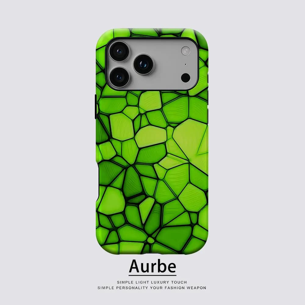 Green Mosaic Tiles For Magnetic Phone Case For IPhone 18 17 16 15 14 13 Pro Max Plus Single Double-Layer Tough Case