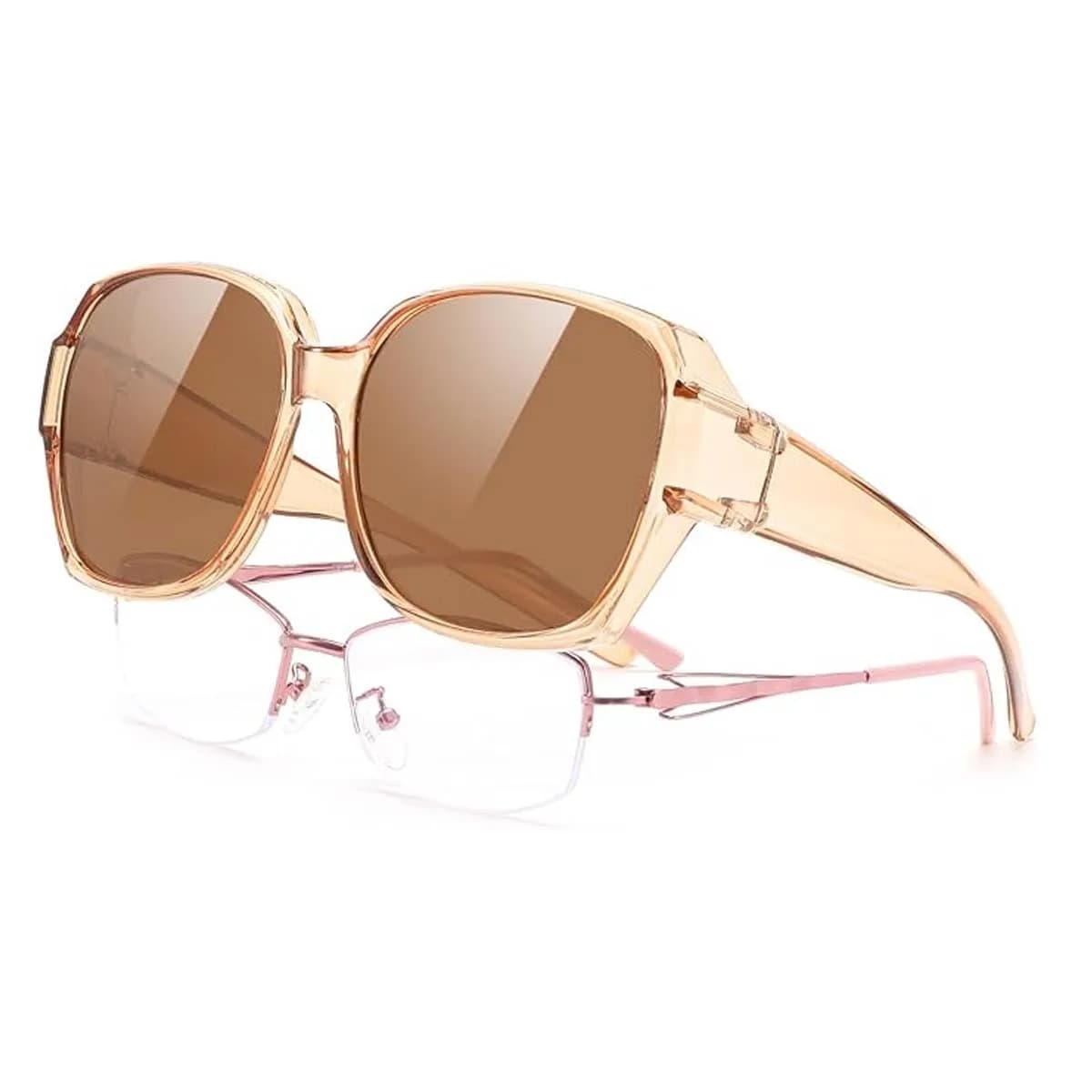 Polarized Sunglasses Superchargeable to Women and Men's Eyeglasses, Oversize Framed with UV400 Protection