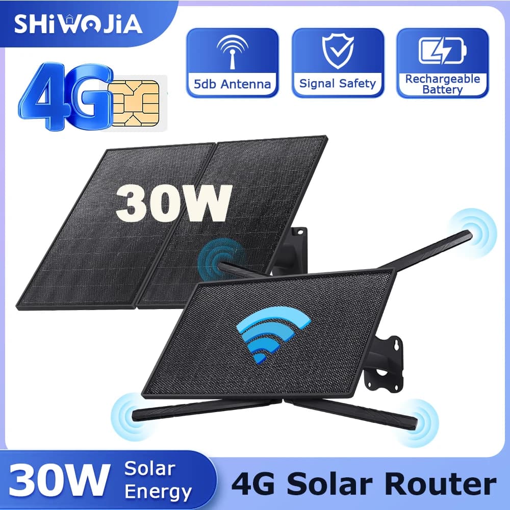 SHIWOJIA 20W 4G Router Batteria Solare 30W Ripetitore WiFi IP66 Impermeabile 25000mAh Batterie Per Telecamera PTZ Computer Standby 7 Giorni