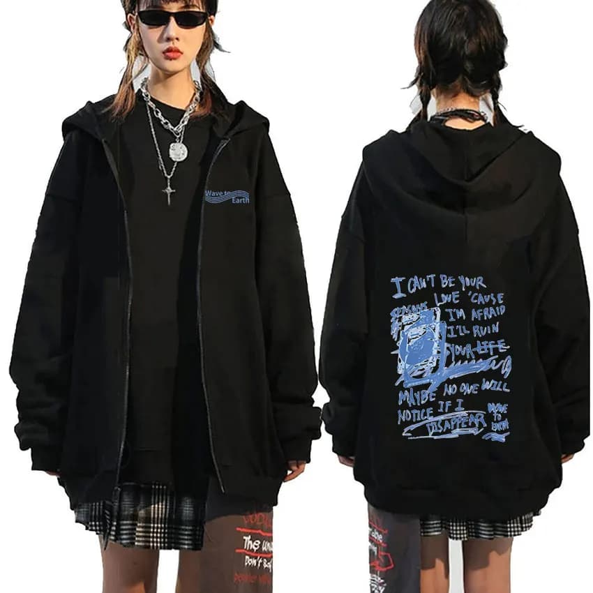 Retro Wave To Earth Tour 2024 Zipper Print Hoodie Men Women Hip Hop Kpop Pullover Sweatshirt Jacket Fashion Oversized Hoodies