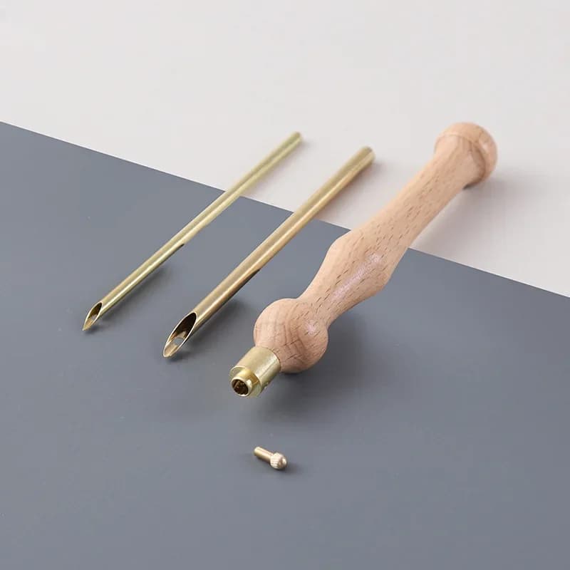 1 pz Ago da Ricamo con Manico in Legno per Tessitura, Feltratura, Artigianato, Ago Punzonatore, Infilatore, Strumento Fai da Te, Accessori per Cucito