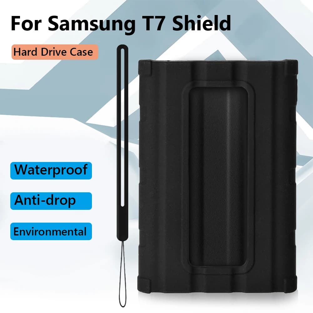 Custodia in Silicone per SSD, Protezione Antiurto con Cordino, Cover per SSD Esterno Samsung T7 Shield Portatile
