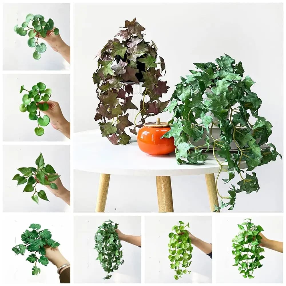 Wall Decor Soft Artificial Copper Coin Grass Plants Handmade Wall Hanging Fake Ivy Leaf Leaves Realistic Mini Bouquet Garden