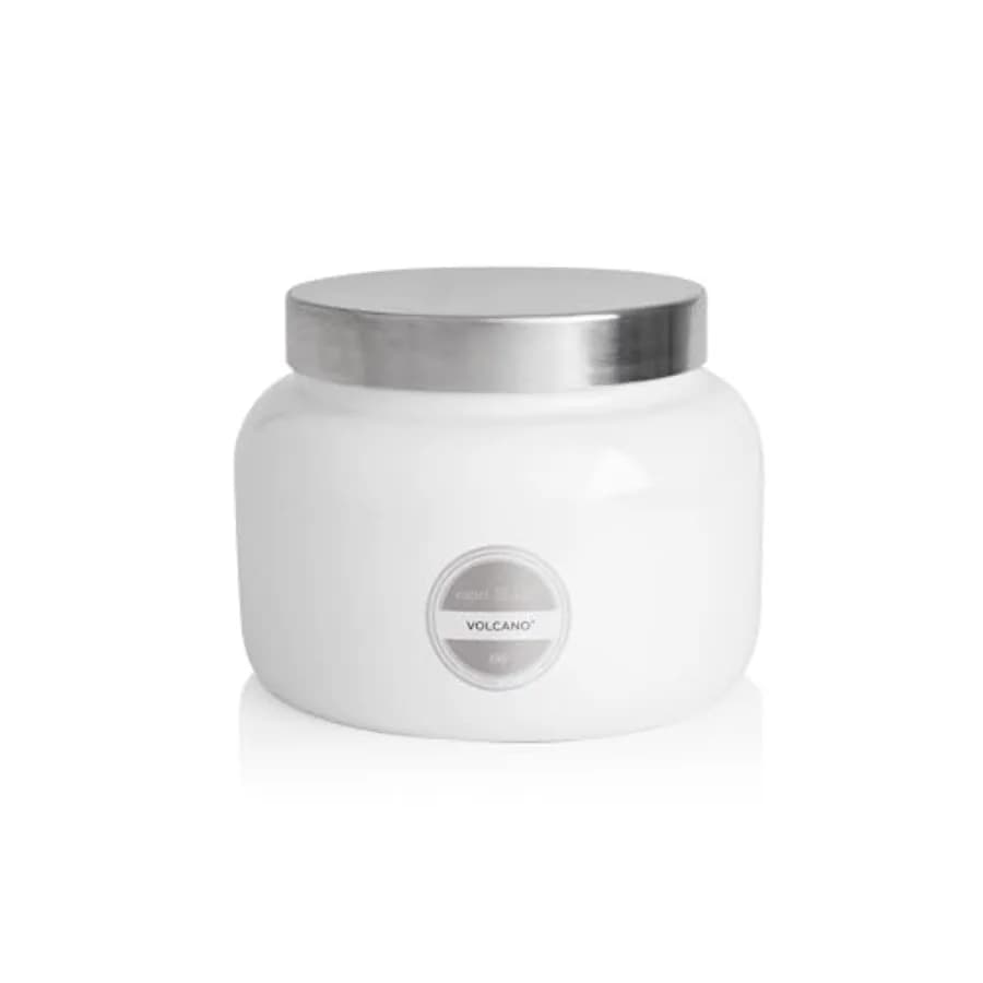 Candele profumate per la casa in vaso di vetro di lusso, miscela di cera di soia, colore bianco, profumo di agrumi zuccherati e frutta tropicale, formato jumbo da 48 oz.