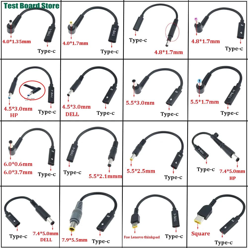 Cavo Adattatore USB 3.1 Tipo C Femmina a Connettore DC Maschio 4.0*1.35 5.5*2.5 4.5*3.0 4.0*1.7mm per Ricarica e Alimentazione