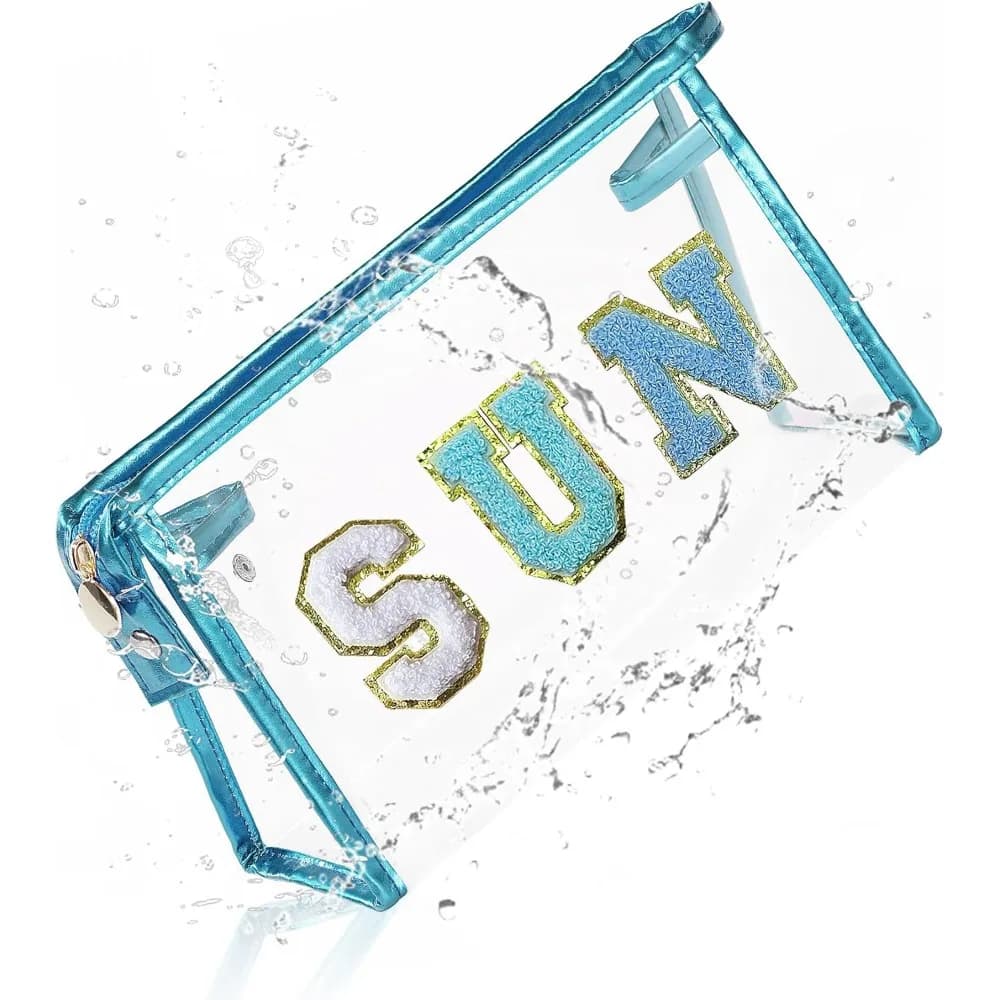 COSHAYSOO Sun protection bag, transparent clutch bag for tricks and toiletries, essential for beach holidays, for women, teenage girls, travel gifts, waterproof accessories essential for summer, pool and travel.
