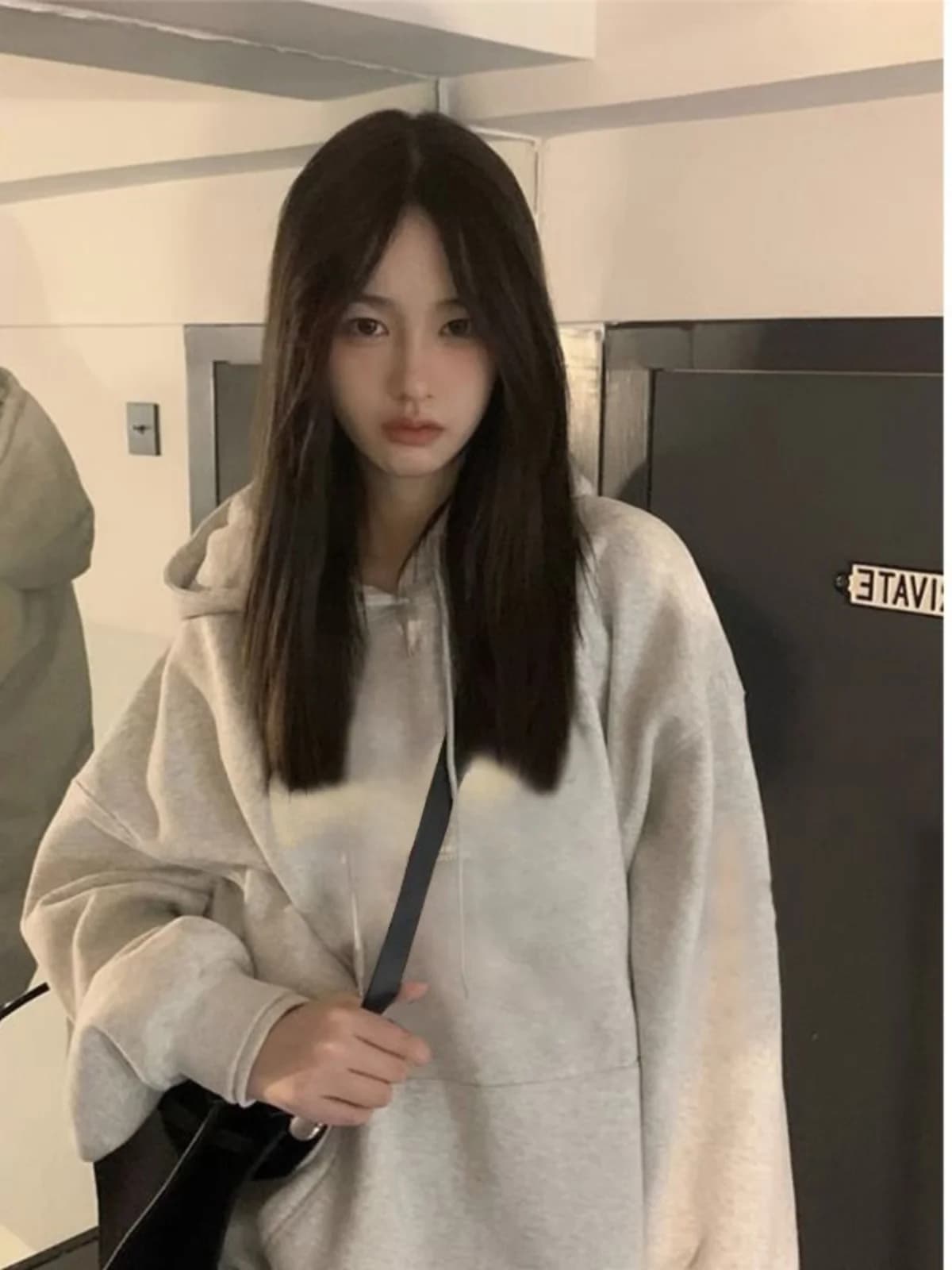 Retro American White Grey Hoodie Women Loose Spring Autumn Lazy Style Top Coat Trendy Print Long Sleeve Polyester Fiber