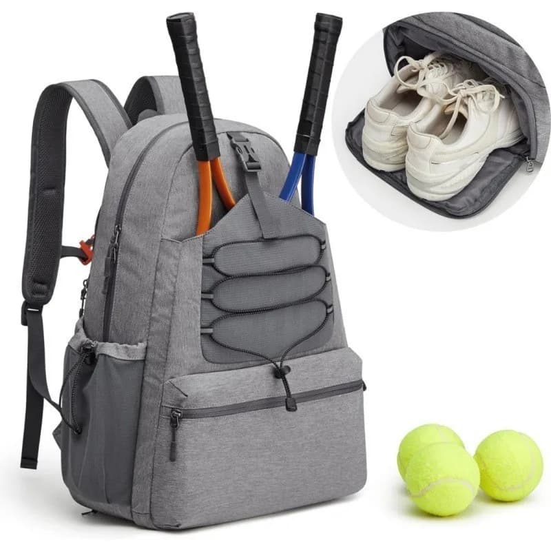 Men's Women's Tennis Backpack Portable 2R Tennis Squash Rackets Bag Shoe Cover Badminton Pickleball Paddles Sports Bag