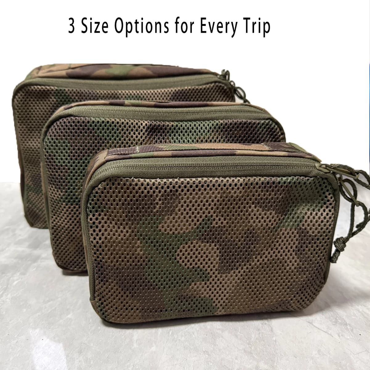 Set of 3 pieces of custom TAZ16 Swiss Mimetic Nylon Toiletry Bags | Travel Organizer for Toiletries
