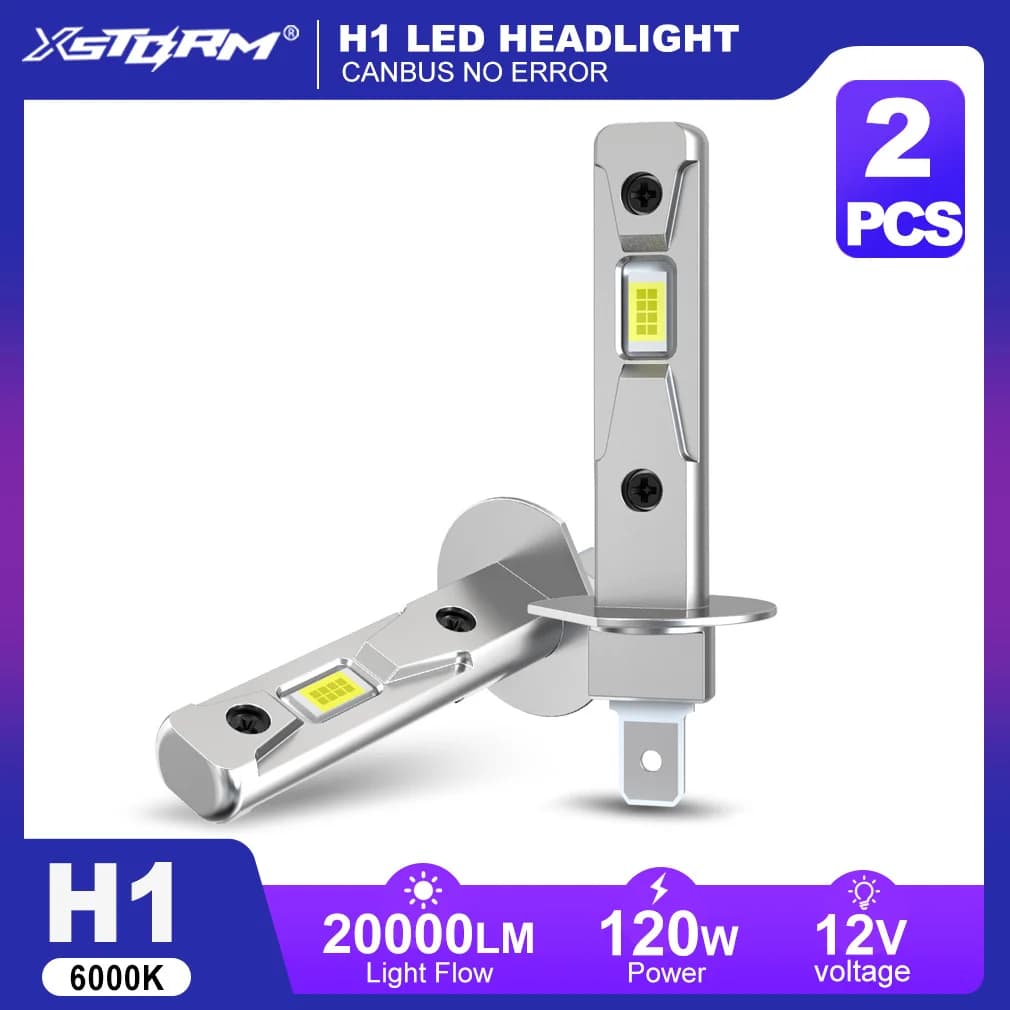 Fari LED XSTORM H1 Canbus 120W 20000LM, Luci Fendinebbia H1 6000K, Lampade Auto a Diodi 12V Bianche