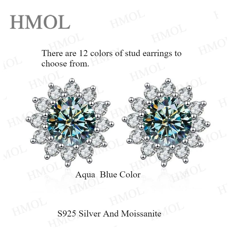 Moissanite 1-2 carati girasole VVS1 pietre orecchini in argento sterling 925 pendenti con ciondoli gioielleria raffinata per le donne ciondoli anniversario