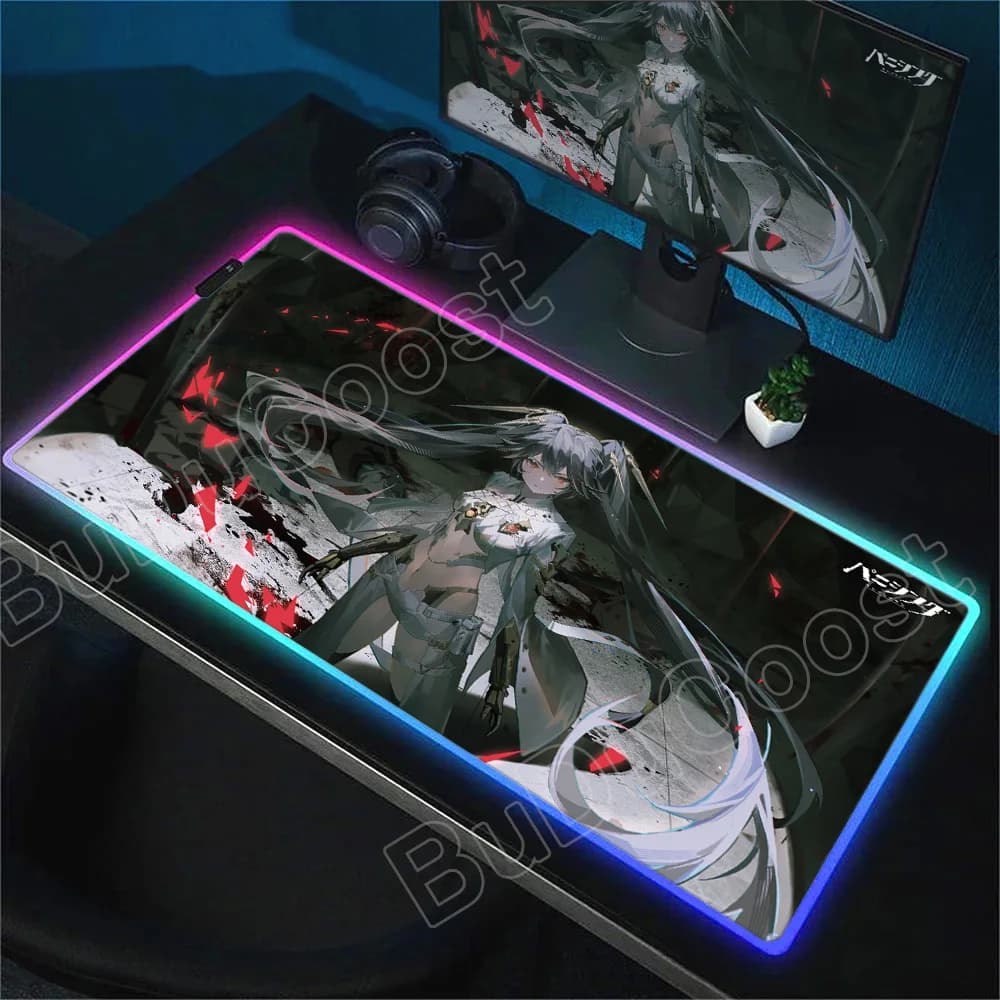 Luminous RGB Mouse Carpet with Grey Crow Print, Laptop Play Mat, Keyboard Mat with Carina 900x400 Print