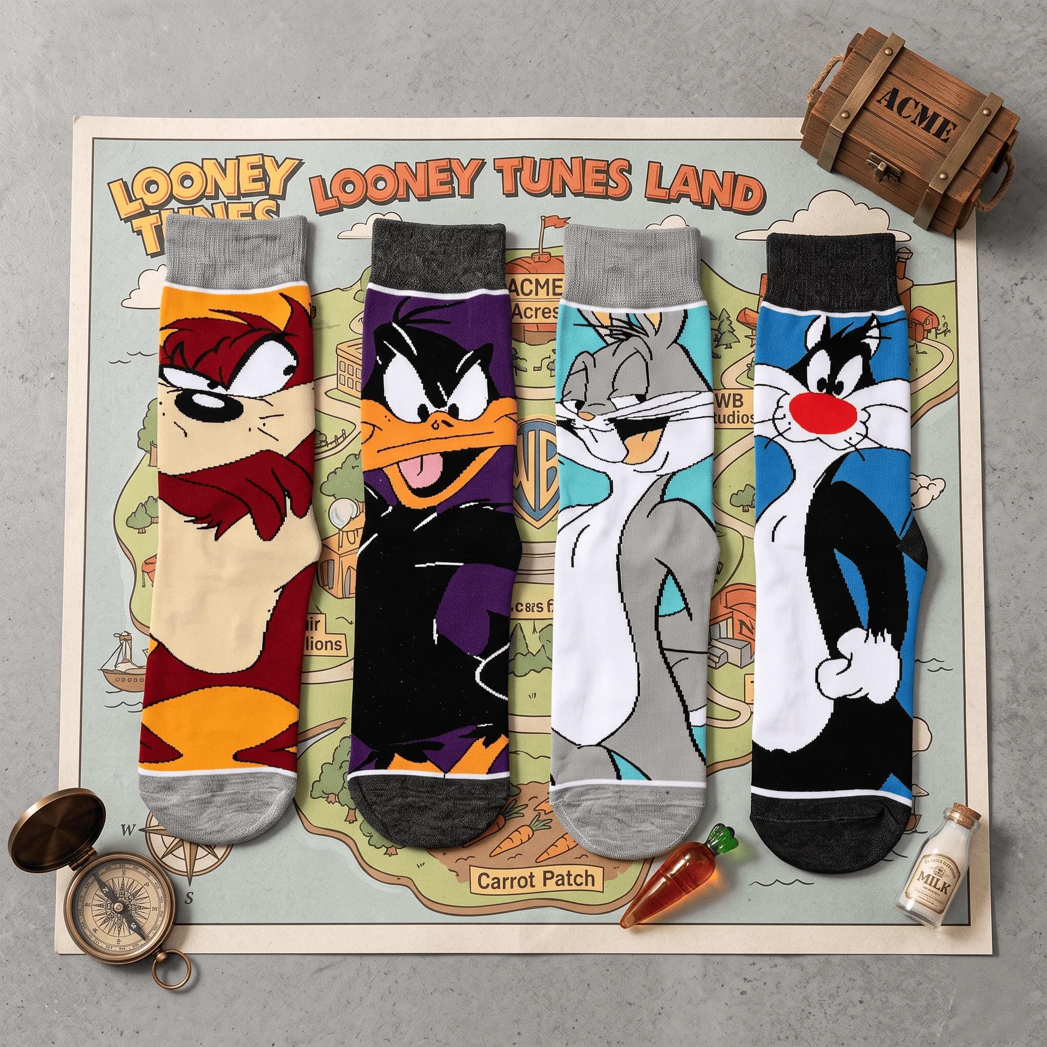 Classic Bugs Bunny Daffy Duck Sylvester Cartoon Casual Sports Socks Anime Figure Character Personalized Novelty Stocking
