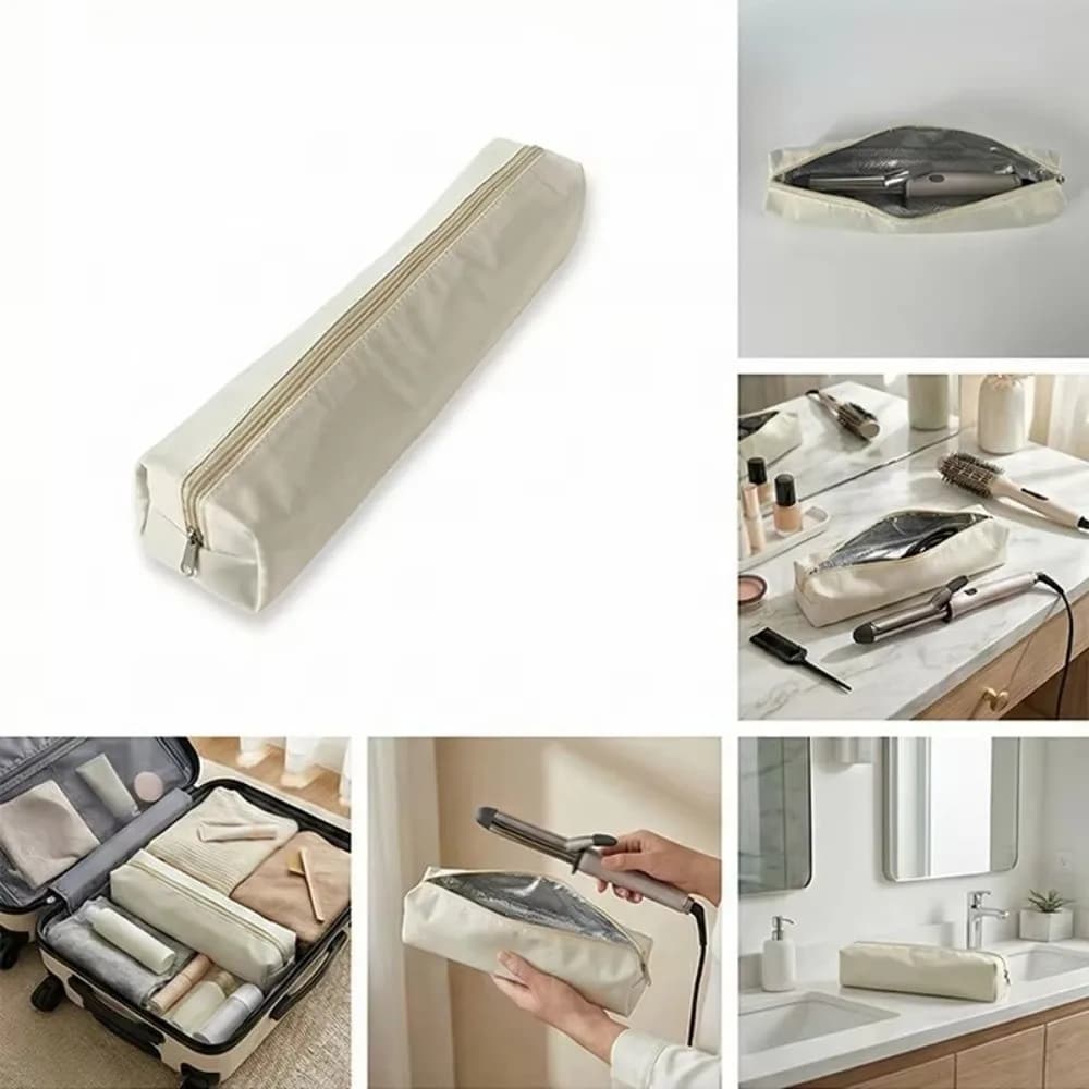 Heat Resistant Curling Iron Bag Portable Large Capacity Straightener Storage Pouch Dustproof Waterproof Cosmetics Bag