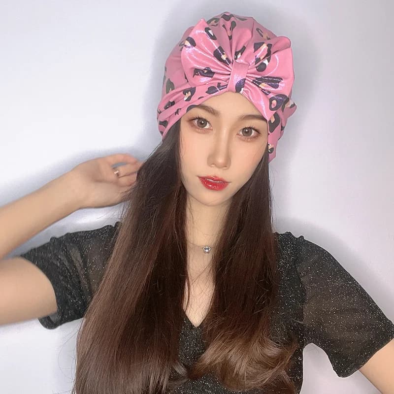 Swimming head Bowknot turban for woman swimming pool with frame girls ear protection long hair Muslim bath hat beach sea cover Ups
