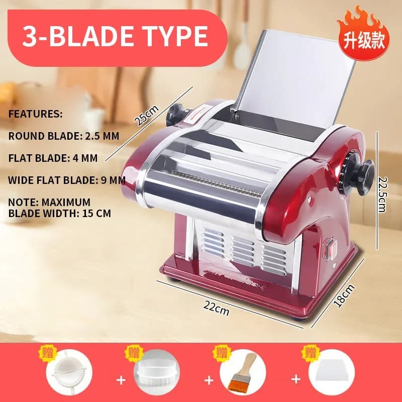 New 4-Blade Pasta Machine 220V Compact, Fully Automatic, Stainless Steel, Electric Home Pasta Maker 180W