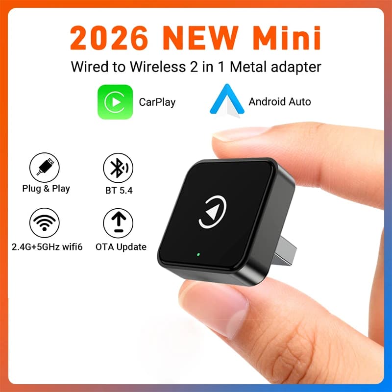 XUDA 2026 New Wireless Carplay and Android Car 2in1 smart Mini Box BT Auto Connect For Toyota Volvo Benz MG Kia MAZDA FORD