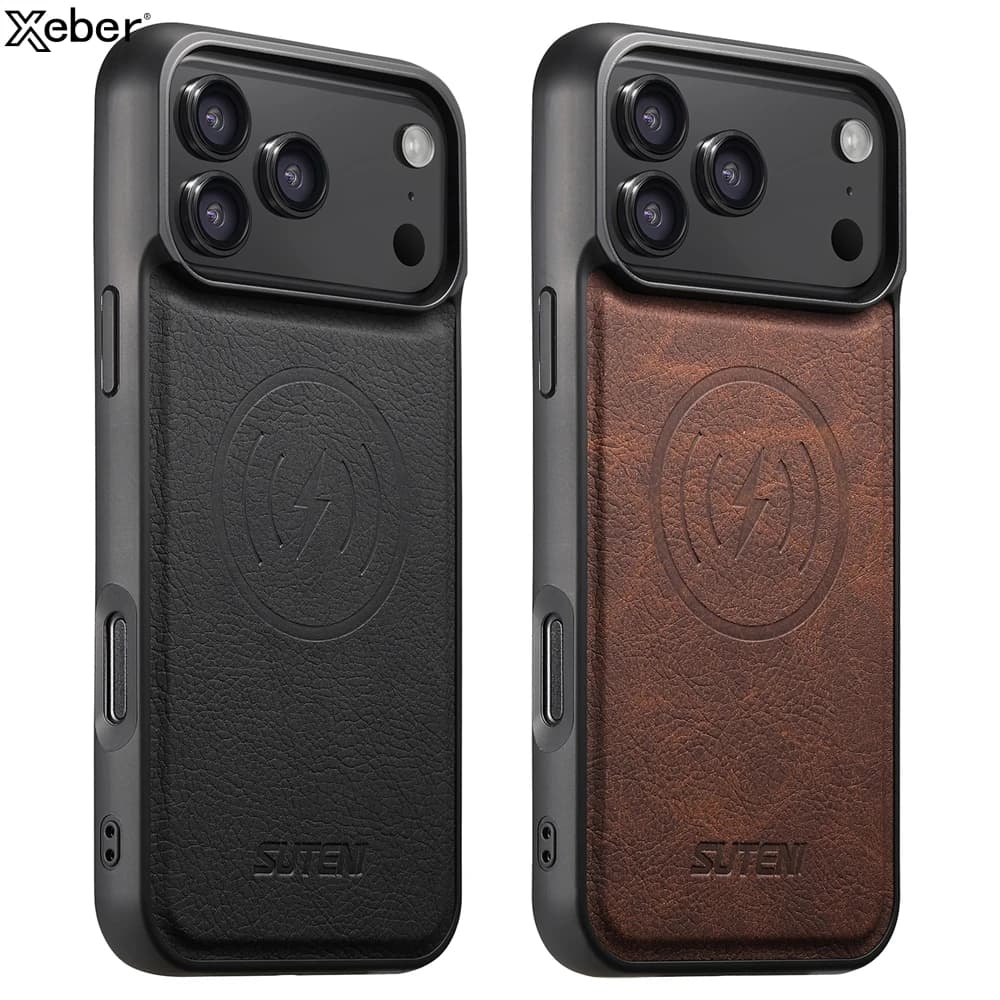 Luxury Leather Retro Magnetic Case for iPhone 17 Air 16 15 14 13 12 Pro Max Plus for Shock Cover with Magsafe Wireless Charging