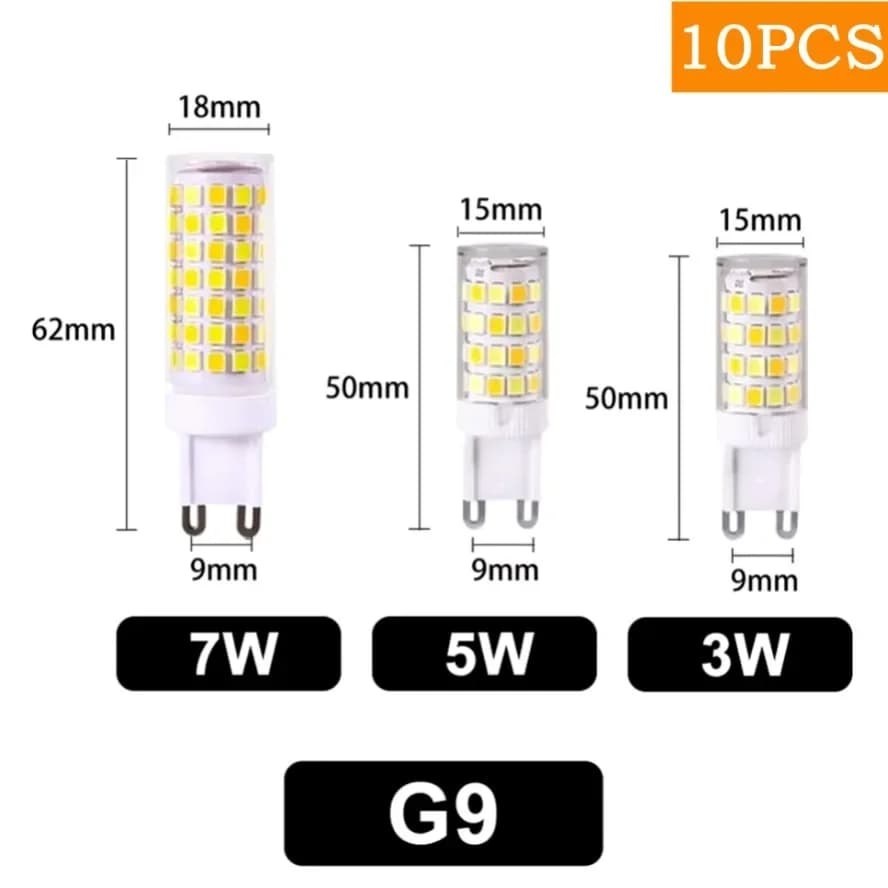 10 PZ 7 W 5 W 3 W Lampada LED G9 più luminosa AC220V Ceramica SMD2835 Lampadina LED Bianco caldo/freddo Faretto Sostituisci la luce alogena all'ingrosso