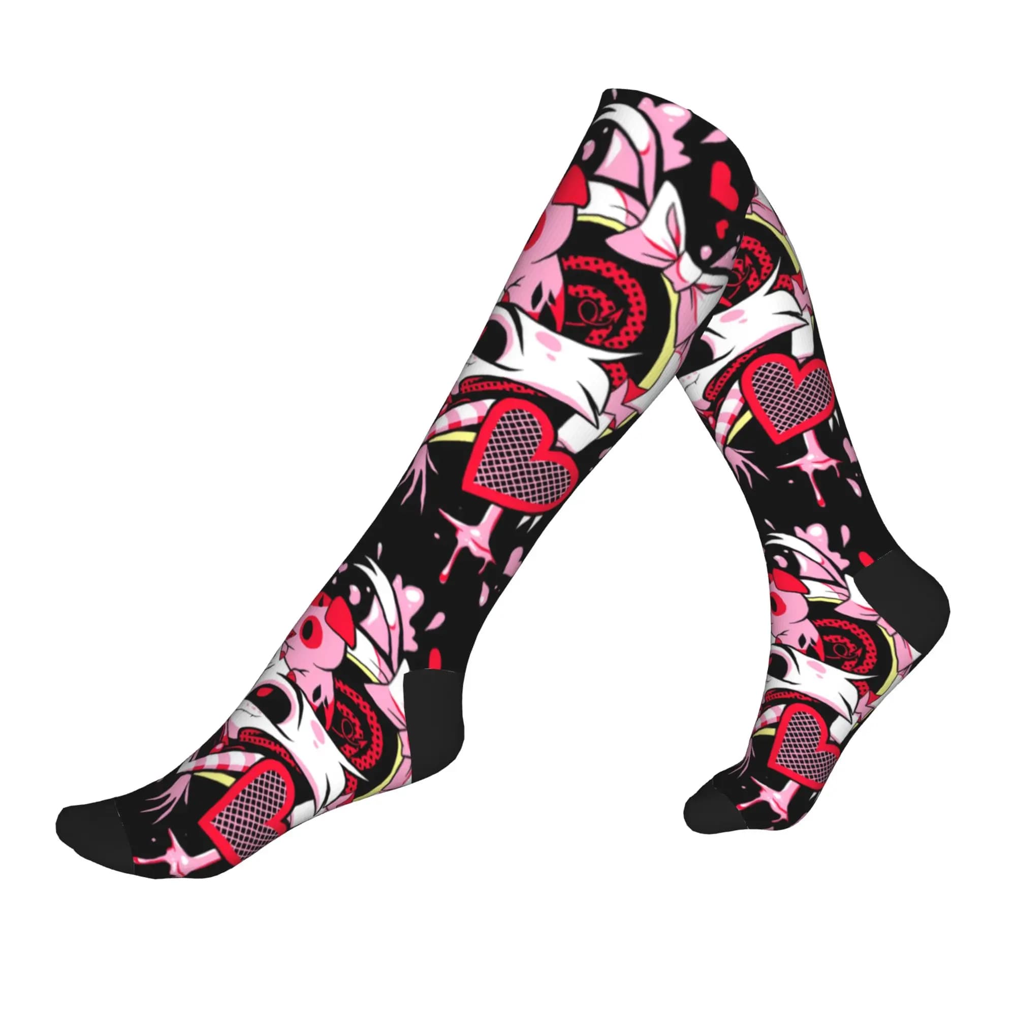 Calzini Harajuku Hazbin Hotel Anime Animation Angel Dust per Uomo e Donna, Calzini Sportivi a Compressione con Stampa 3D