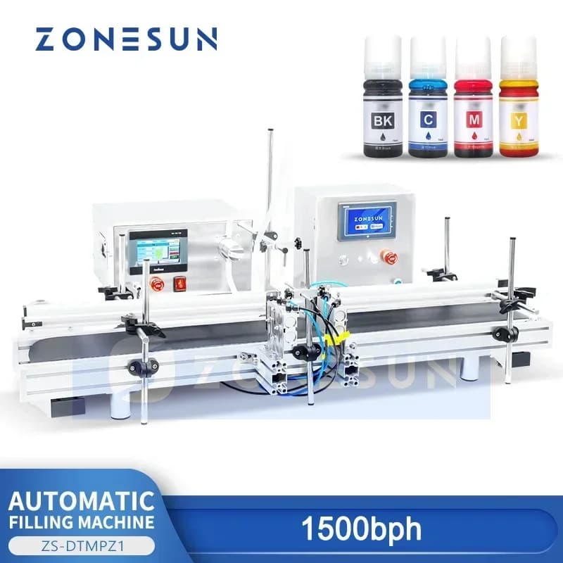 ZONESUN Small Filling Line Liquid Water Bottle Dry Drinks Magnetic Pump Vase Fial Transporter Packing Production ZS-DTMPZ1
