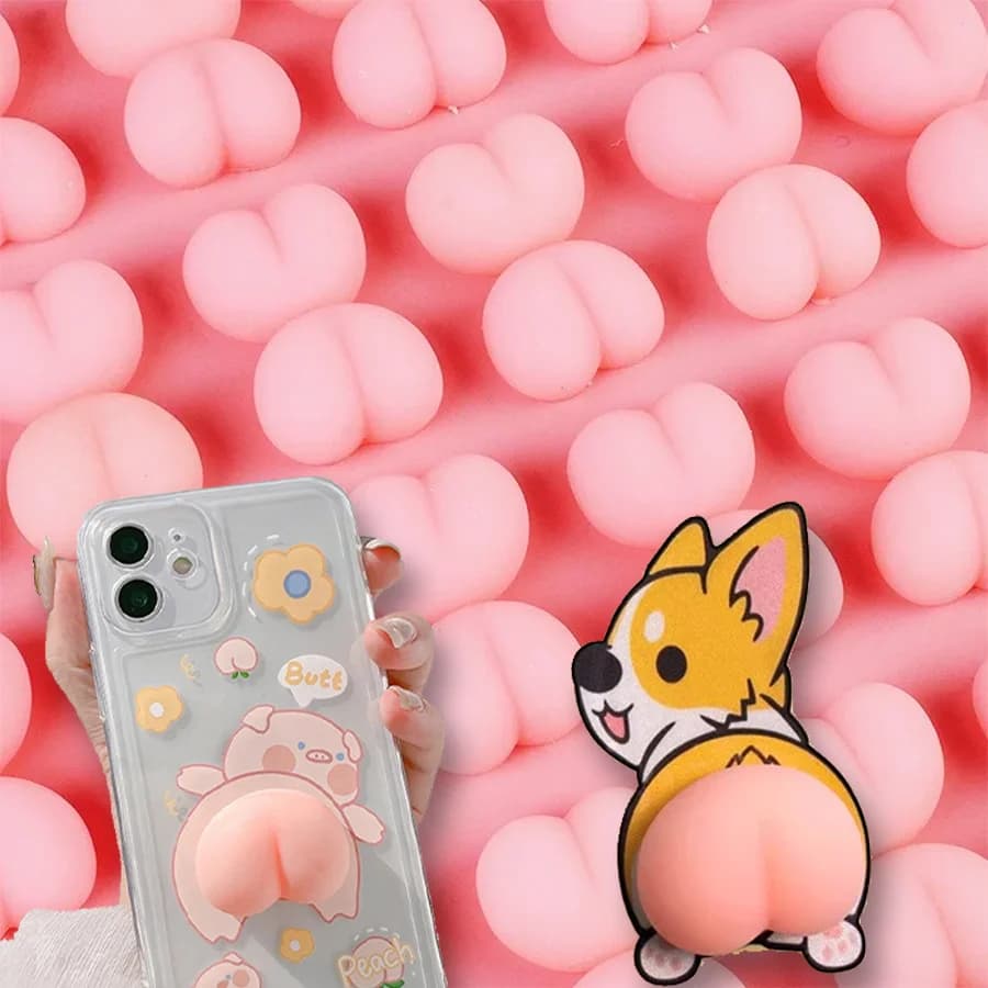 5/10/20Pcs Mini Soft Squeeze Ass Pinching, Mobile Phone Anti-collision Stickers, Novelty Stress Relief Gifts for Adults and Kids