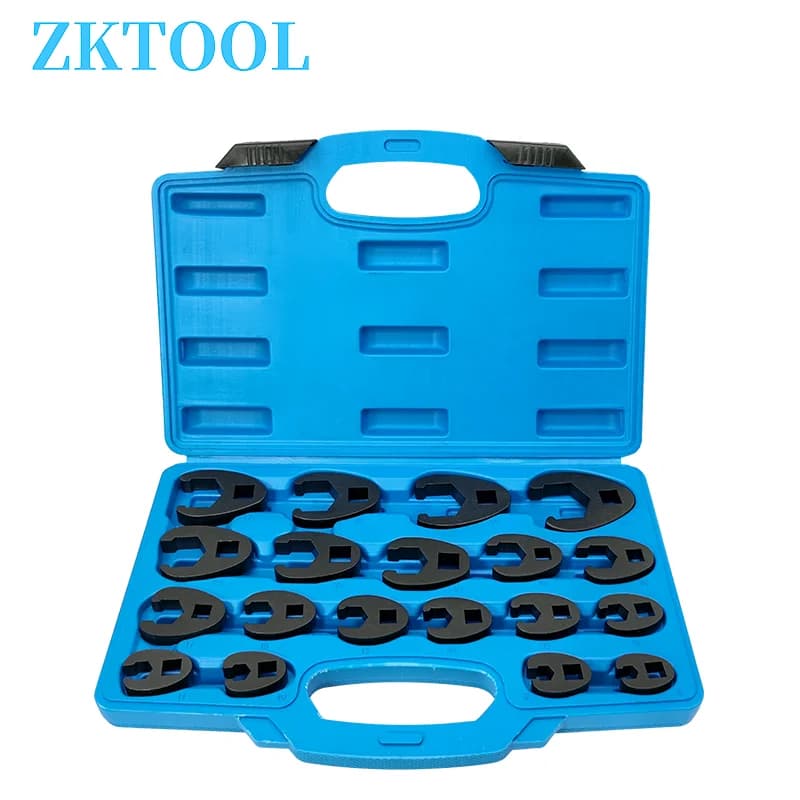 Set di chiavi per dadi svasati con piede di porco da 3/8" e 1/2", utensile metrico da 19 pezzi, dimensioni da 8 a 32 mm, cricchetto di azionamento da 3/8 pollici e 1/2 pollice.